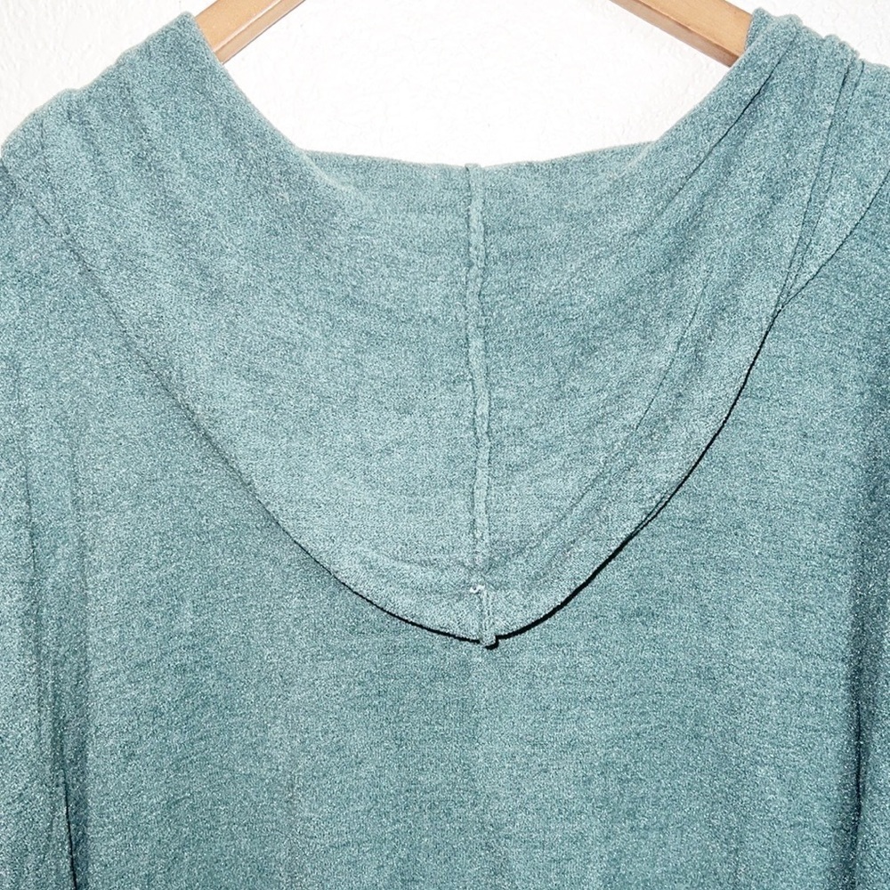 Barefoot Dreams Blue Spruce Zip Up Short Sleeve CozyChic Ultra Lite Hoodie - Picture 14 of 14